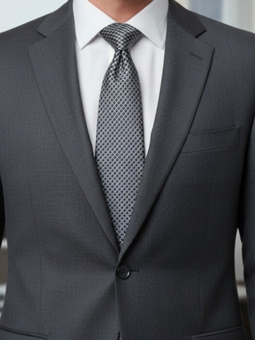 Madison Men's Black and Gray Checkered Tie
